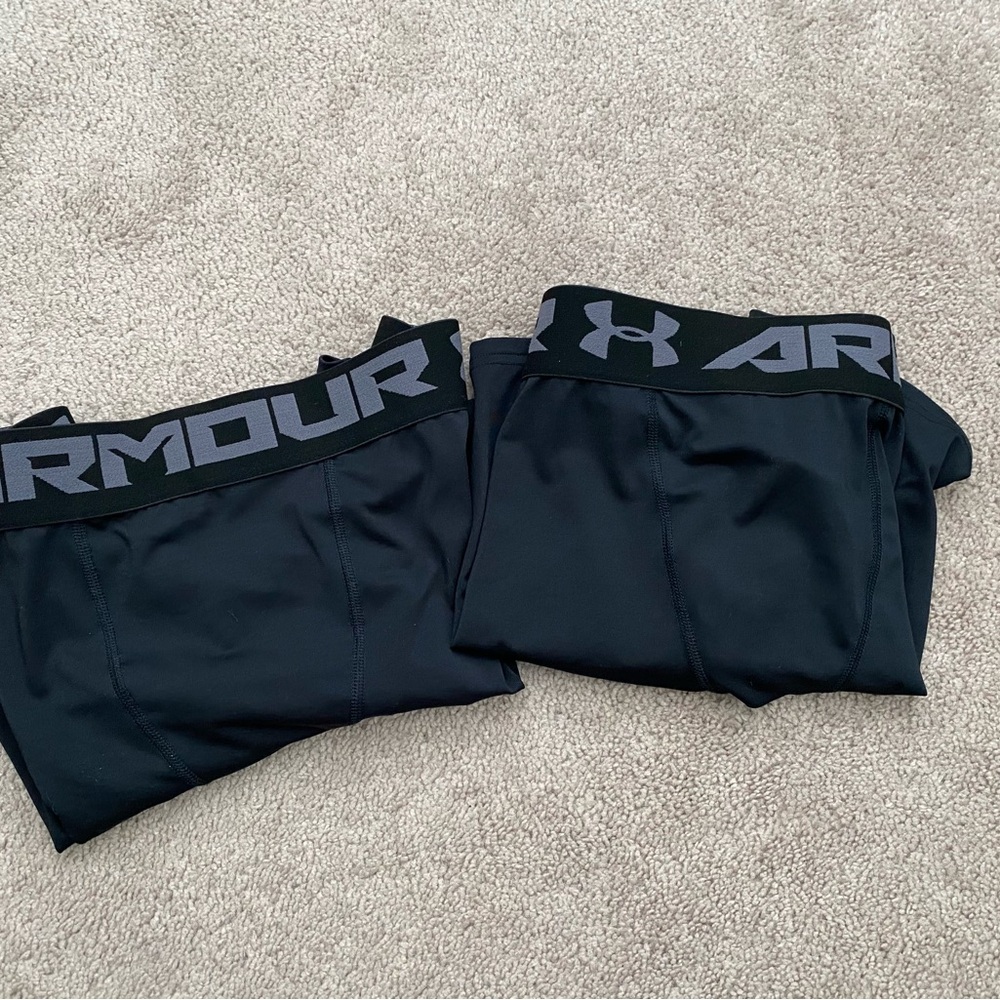 2 Under Armour black compression shorts